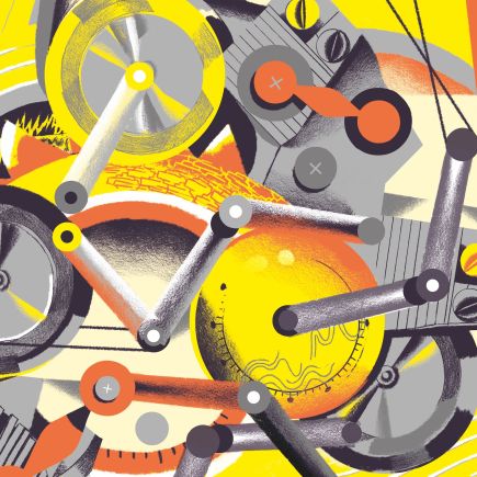 dessin d&rsquo;une m&eacute;canique &eacute;voquant l&rsquo;horloge monumentale Le D&eacute;fenseur du Temps