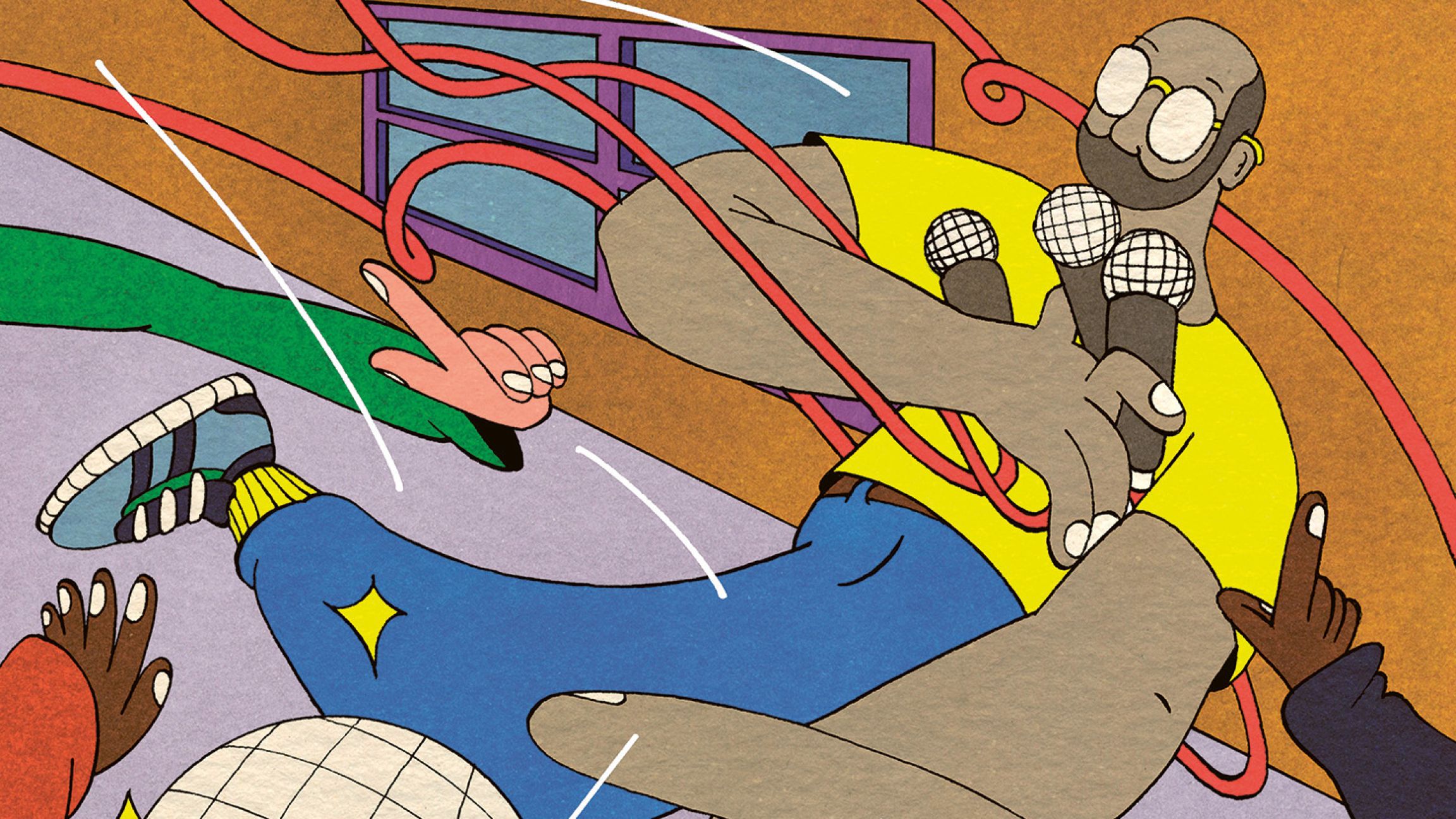 homme distribuant des micros à des rappeurs