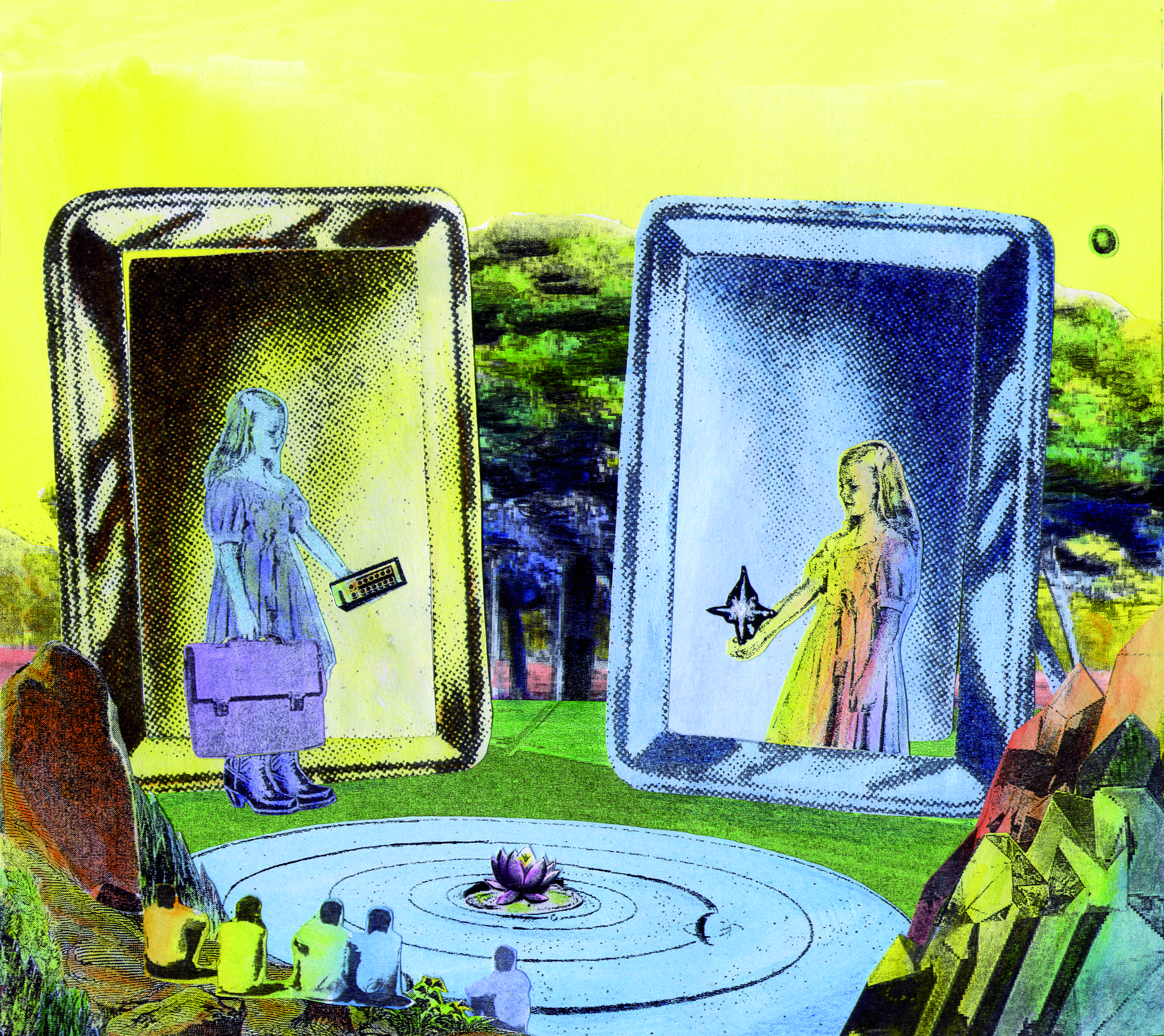 Deux petites filles se font face, un public les regarde