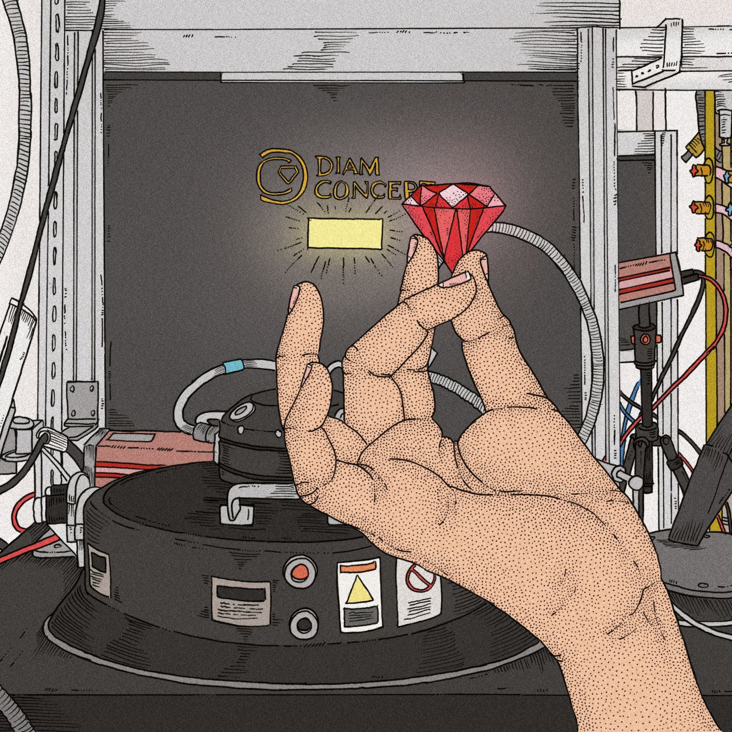 fabrication d’un diamant rouge dans un laboratoire