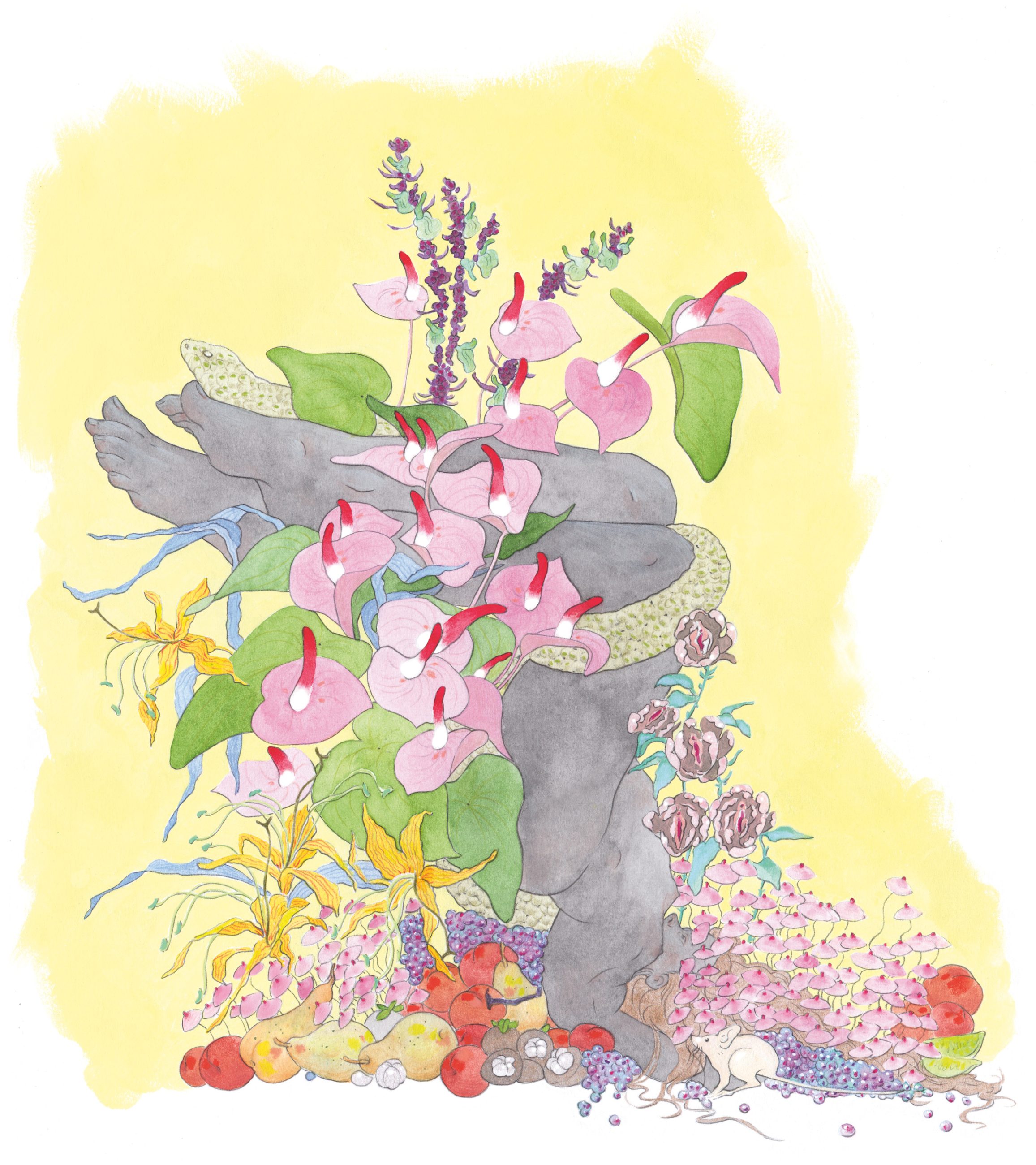 dessin onirique de nature et de sexualité