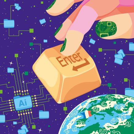 dessin d'un globe terrestre au milieu du cyberespace