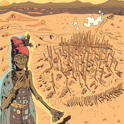 une momie sur fond de fouilles arch&eacute;ologiques dans le d&eacute;sert chinois