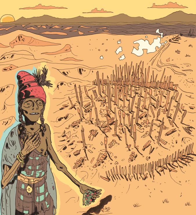 une momie sur fond de fouilles archéologiques dans le désert chinois