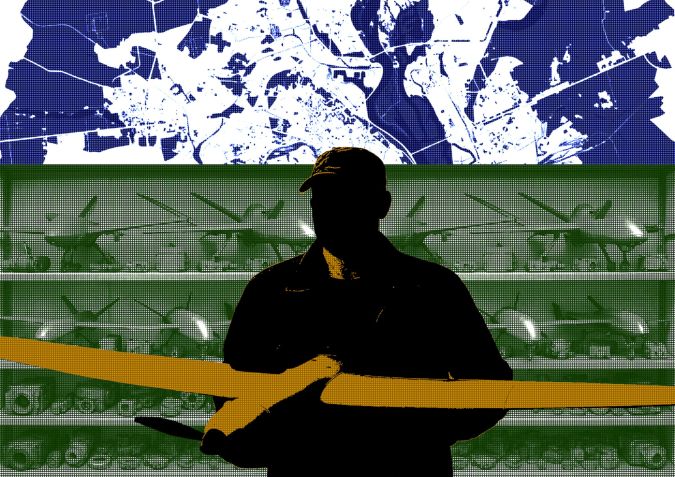 silhouette d’homme tenant un drone dans ses mains