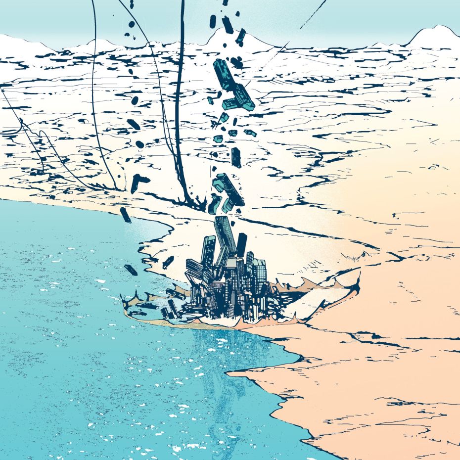 immeubles de luxe tombant du ciel sur un bout de désert