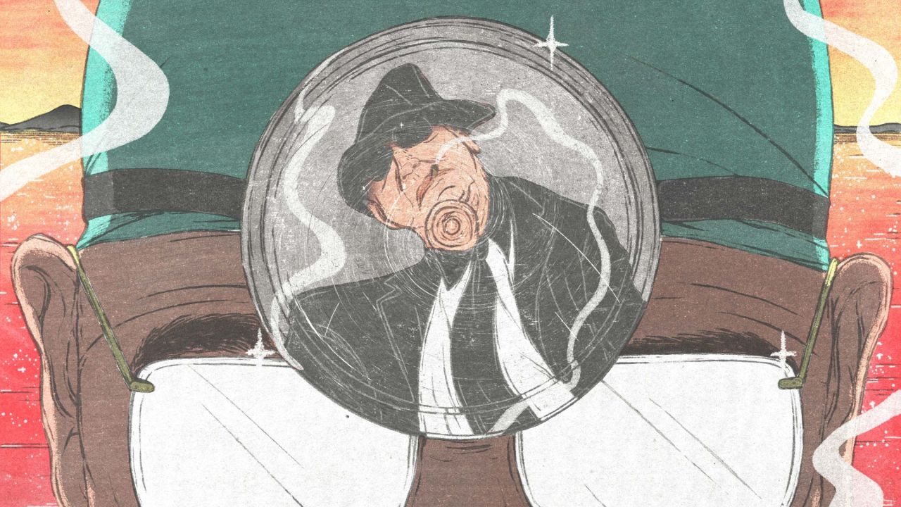 image d'un homme reflétée par un miroir frontal de médecin