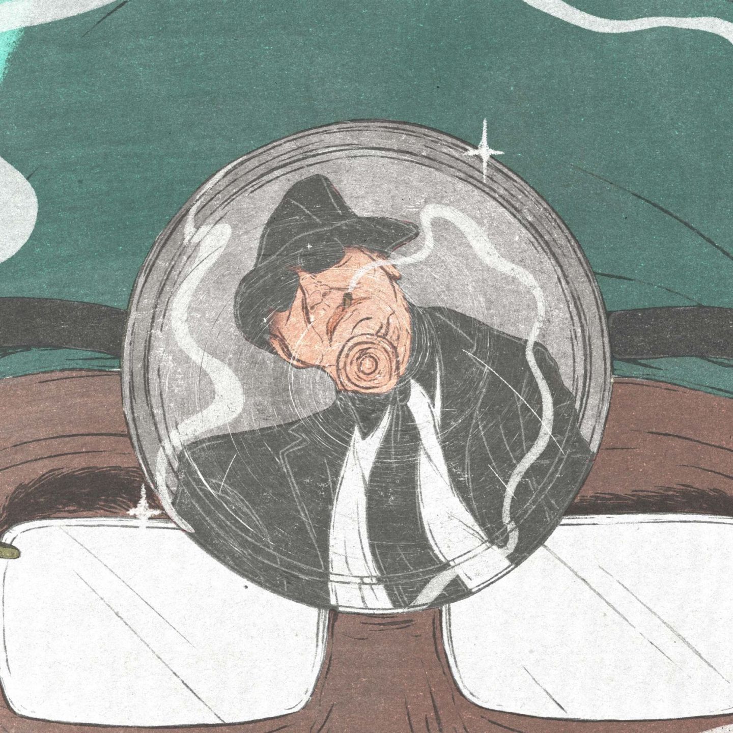 image d'un homme reflétée par un miroir frontal de médecin