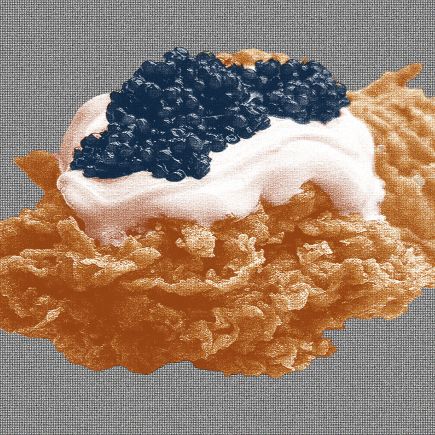 un nugget recouvert de caviar