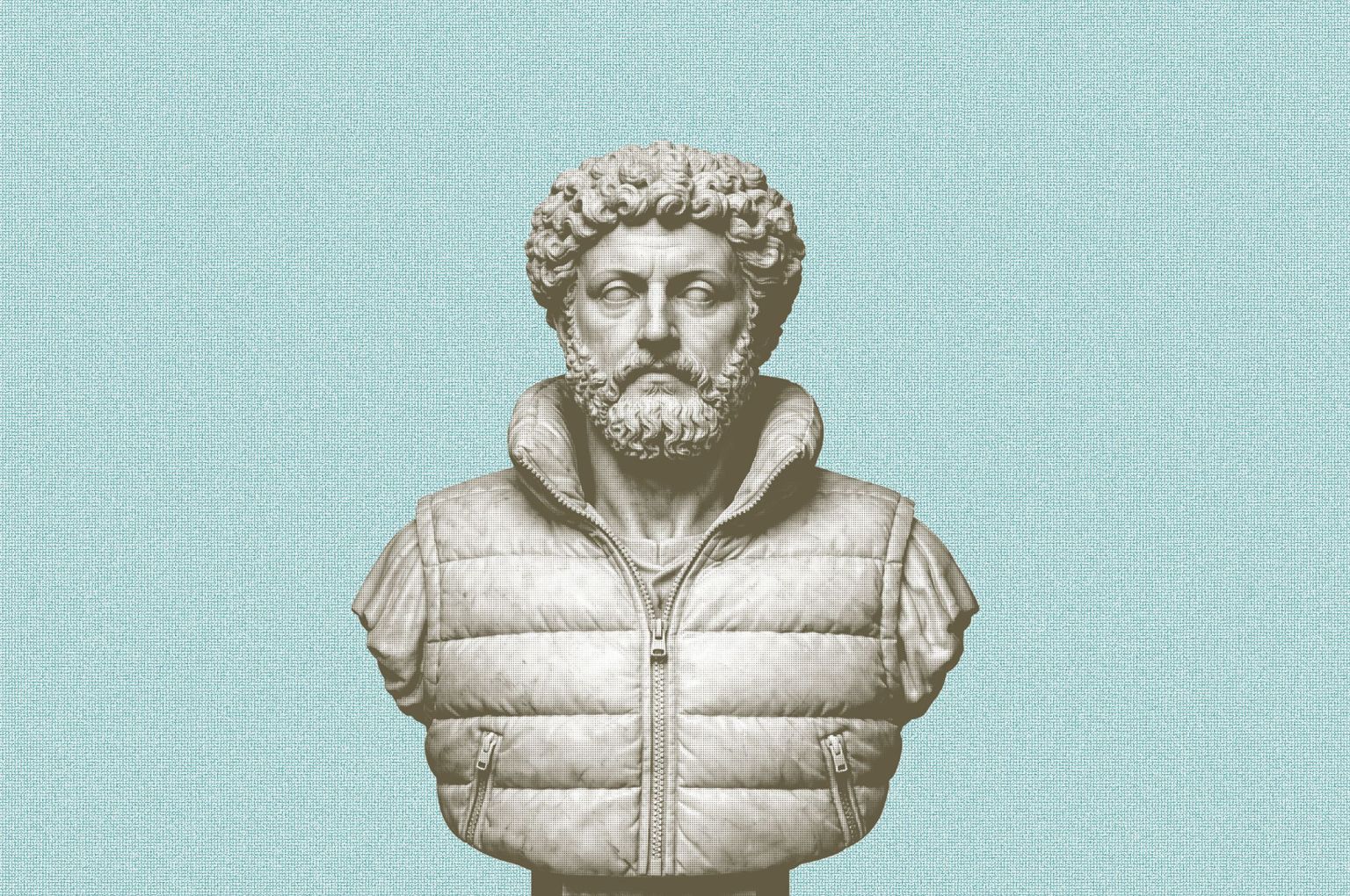 buste de l'empereur Marc Aurèle avec une doudoune zippée