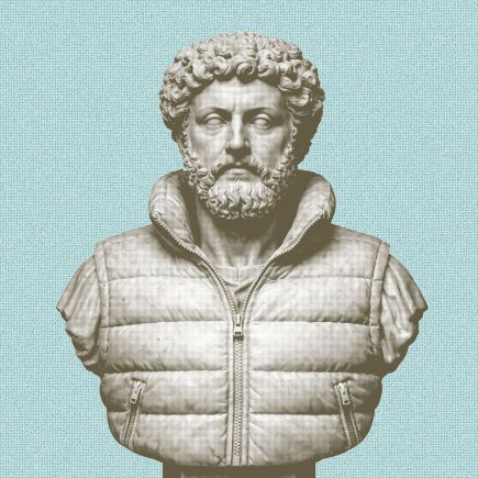 buste de l'empereur Marc Aurèle avec une doudoune zippée
