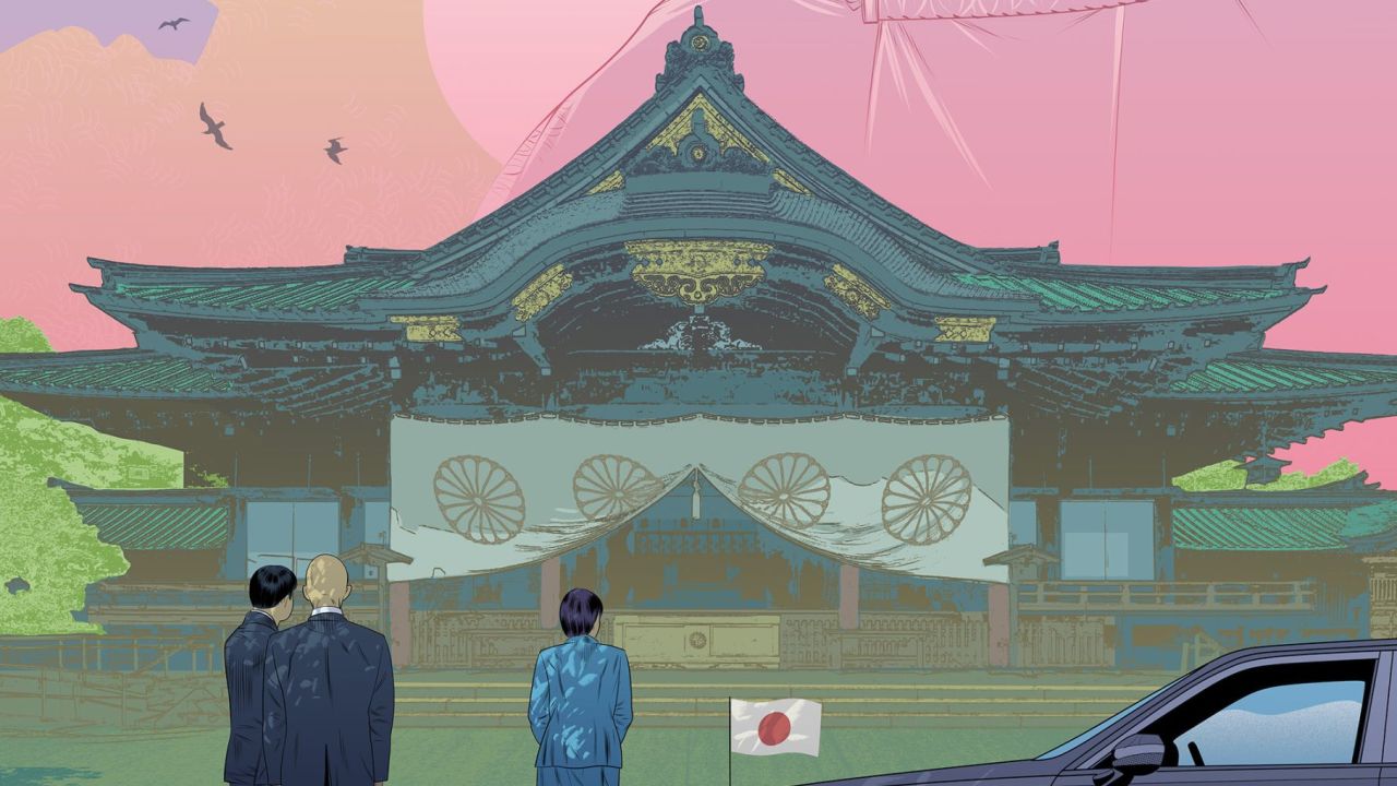 Le temple Yazukuni et la Première ministre du Japon de dos