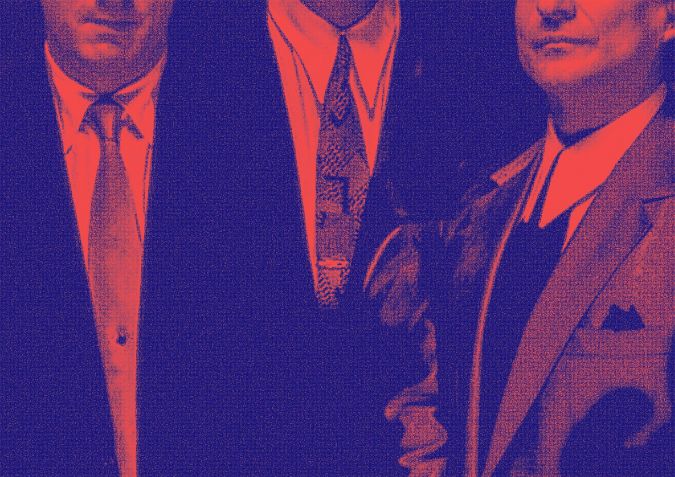 trois hommes avec des chemises à col spearpoint