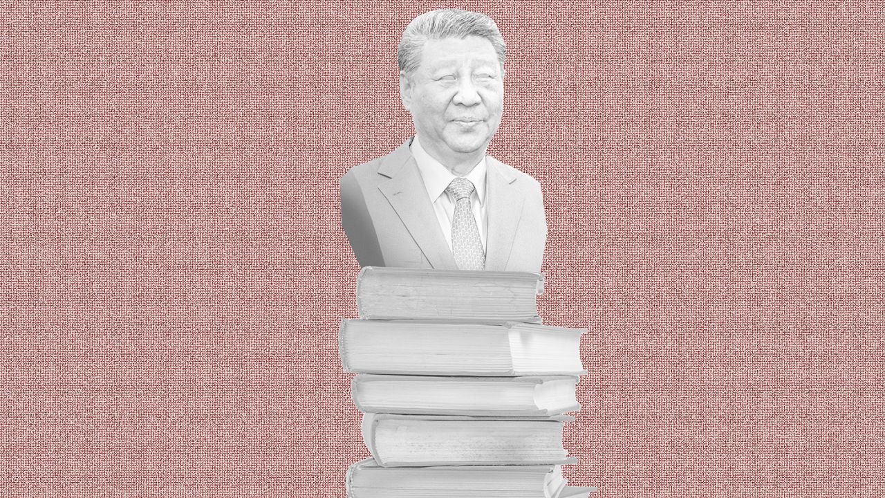 Un buste de XI Jinping sur des livres
