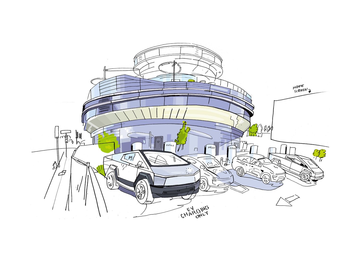 dessin du resto d’Elon Musk