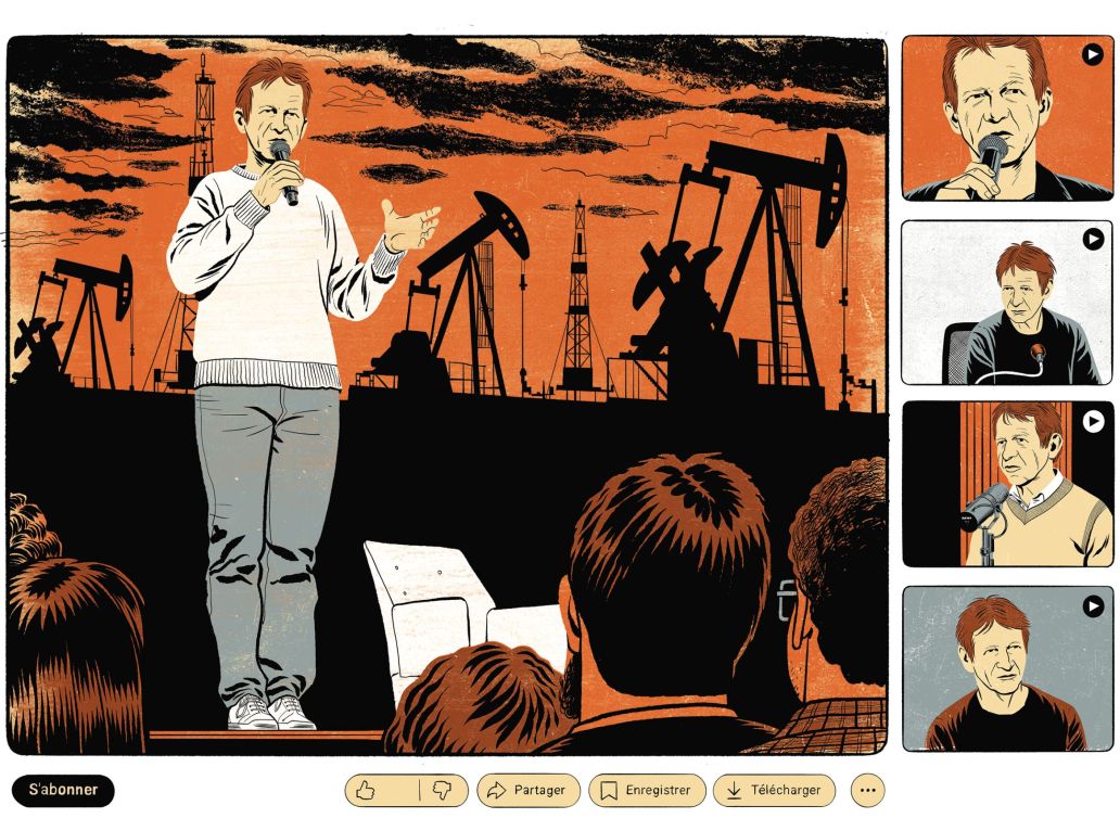 Jean-Marc Jancovici fait une conférence retransmise sur sa chaîne YouTube