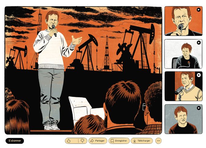 Jean-Marc Jancovici fait une conférence retransmise sur sa chaîne YouTube