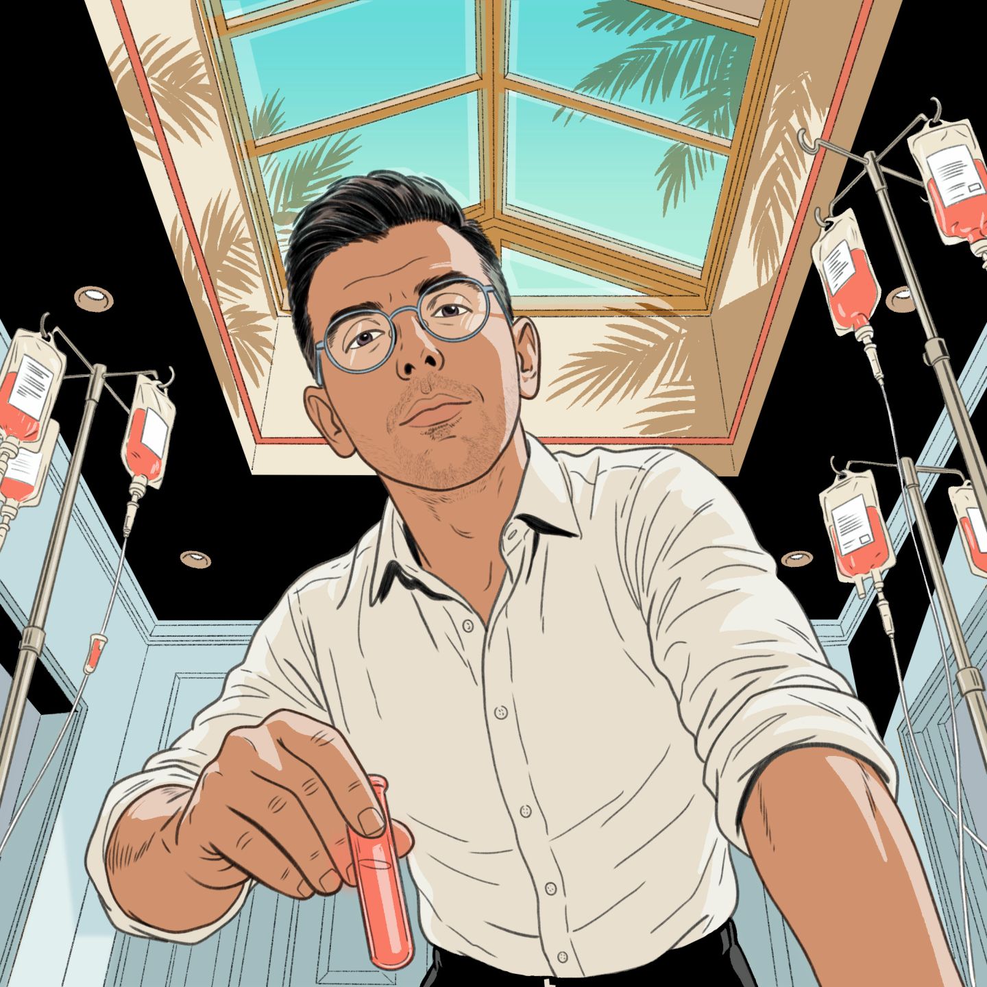 Un médecin et des poches de sang