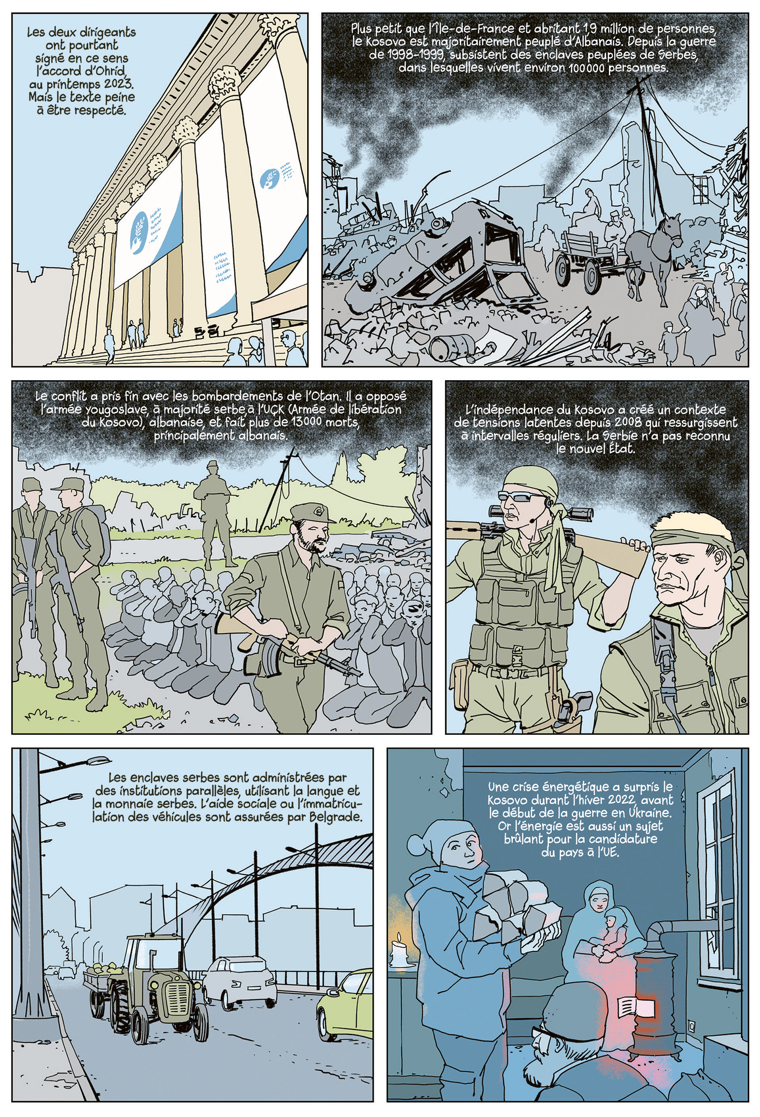 planche de BD sur le charbon au Kosovo