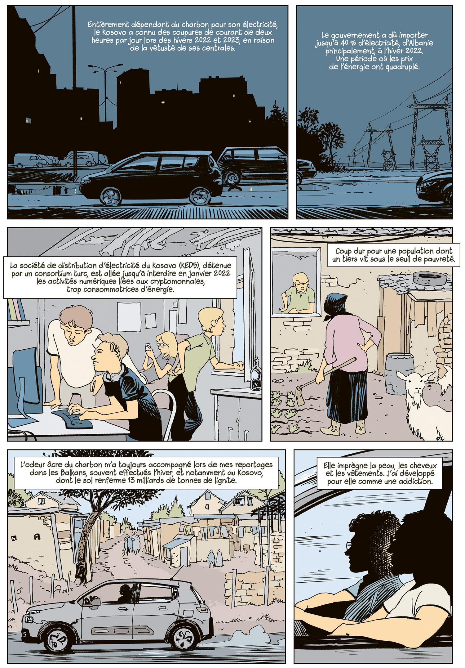 planche de BD sur le charbon au Kosovo
