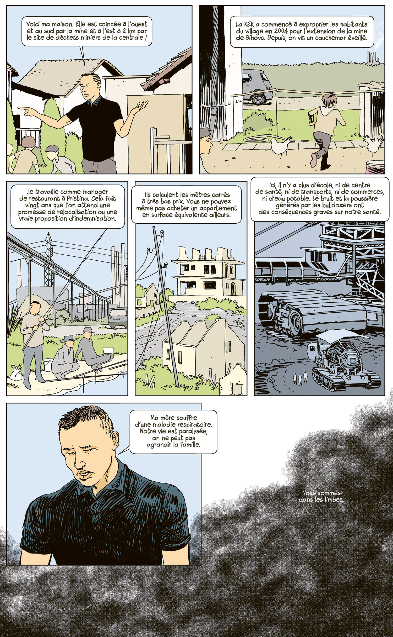 planche de BD sur le charbon au Kosovo
