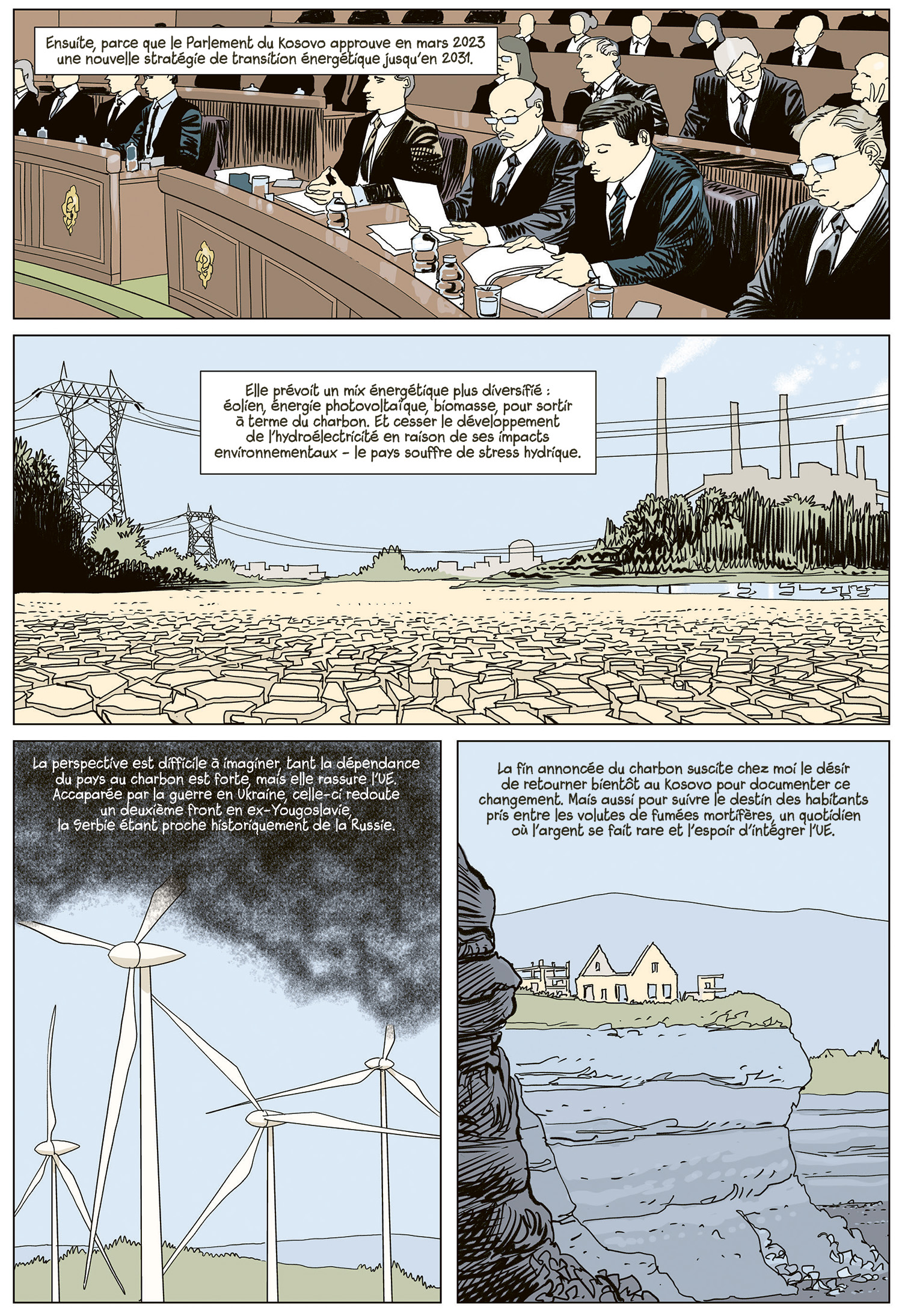 planche de BD sur le charbon au Kosovo