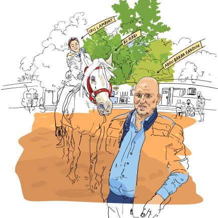Iris Lamberrt ridding a horse in Irak