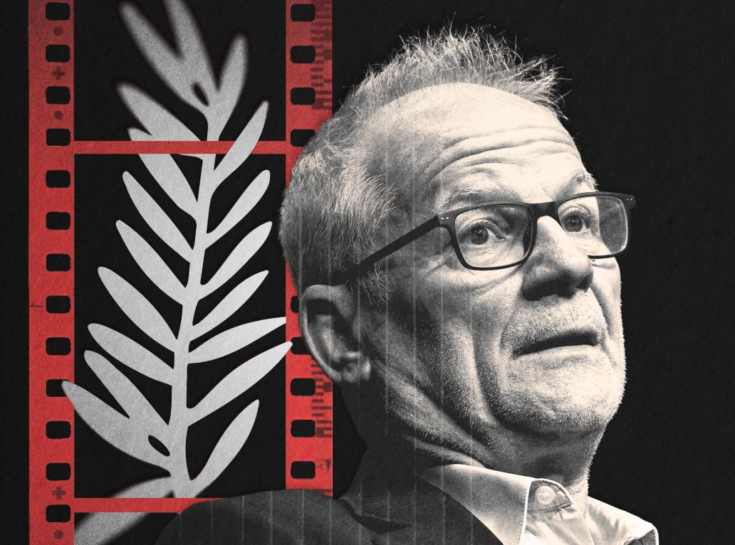 Thierry Frémaux et le logo du Festival de Cannes
