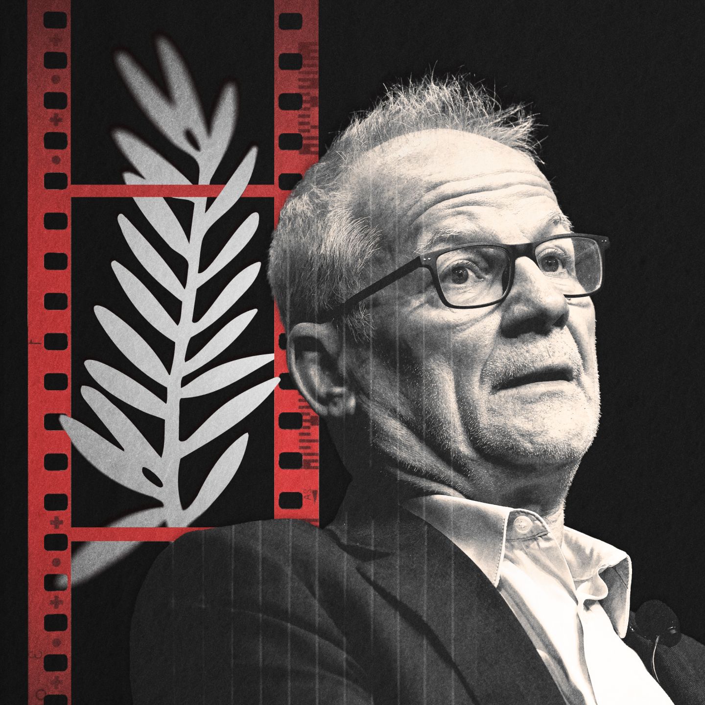 Thierry Frémaux et le logo du Festival de Cannes