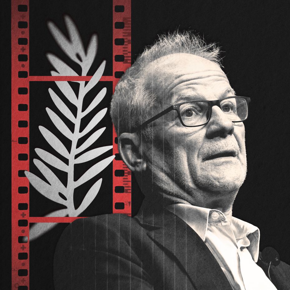 Thierry Frémaux et le logo du Festival de Cannes