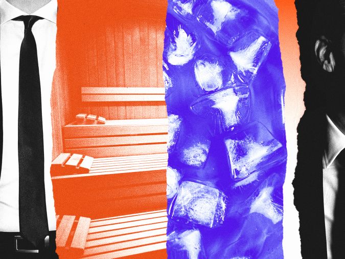 Une cravate, un sauna, des glaçons...
