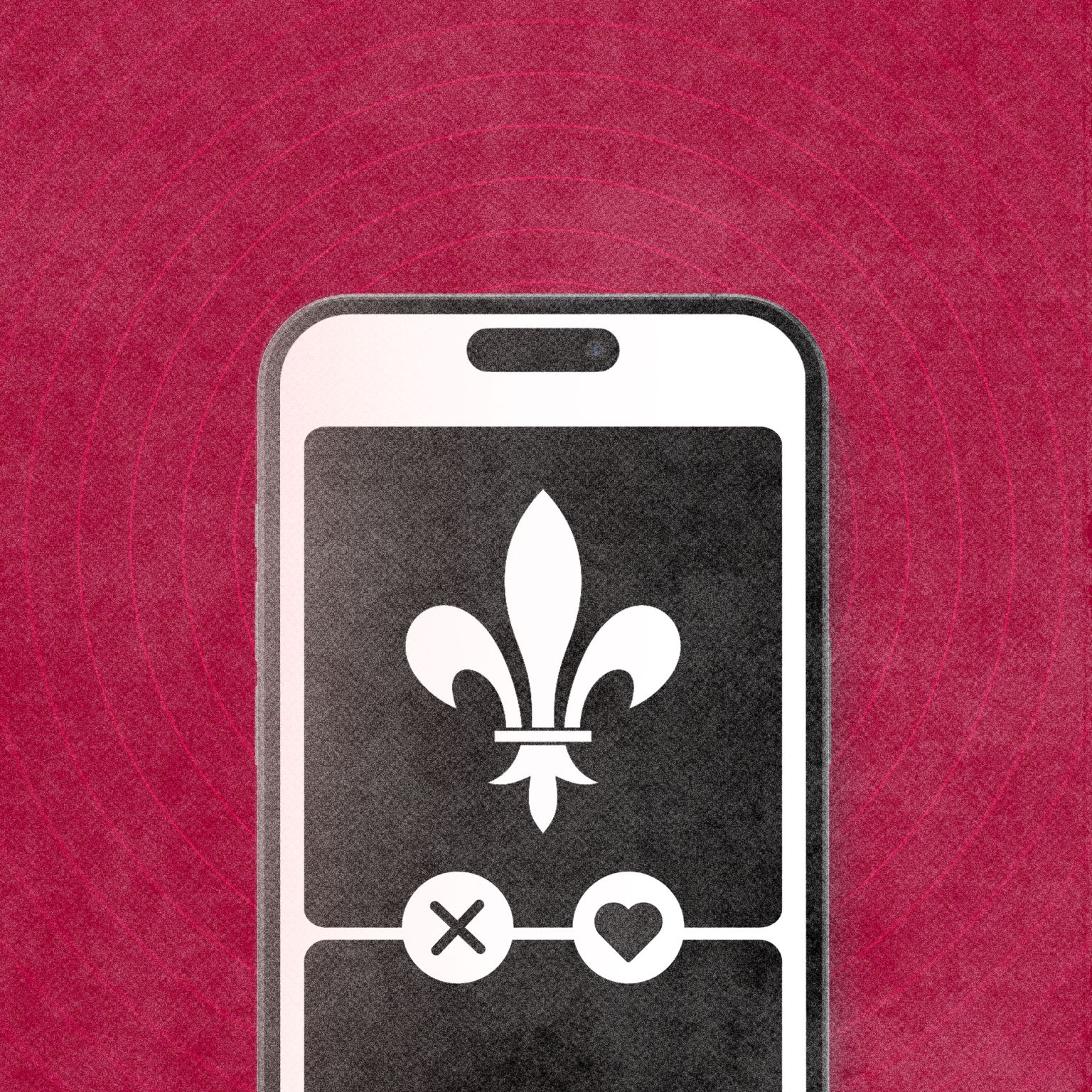 un smartphone avec une fleur de lys sur l'écran