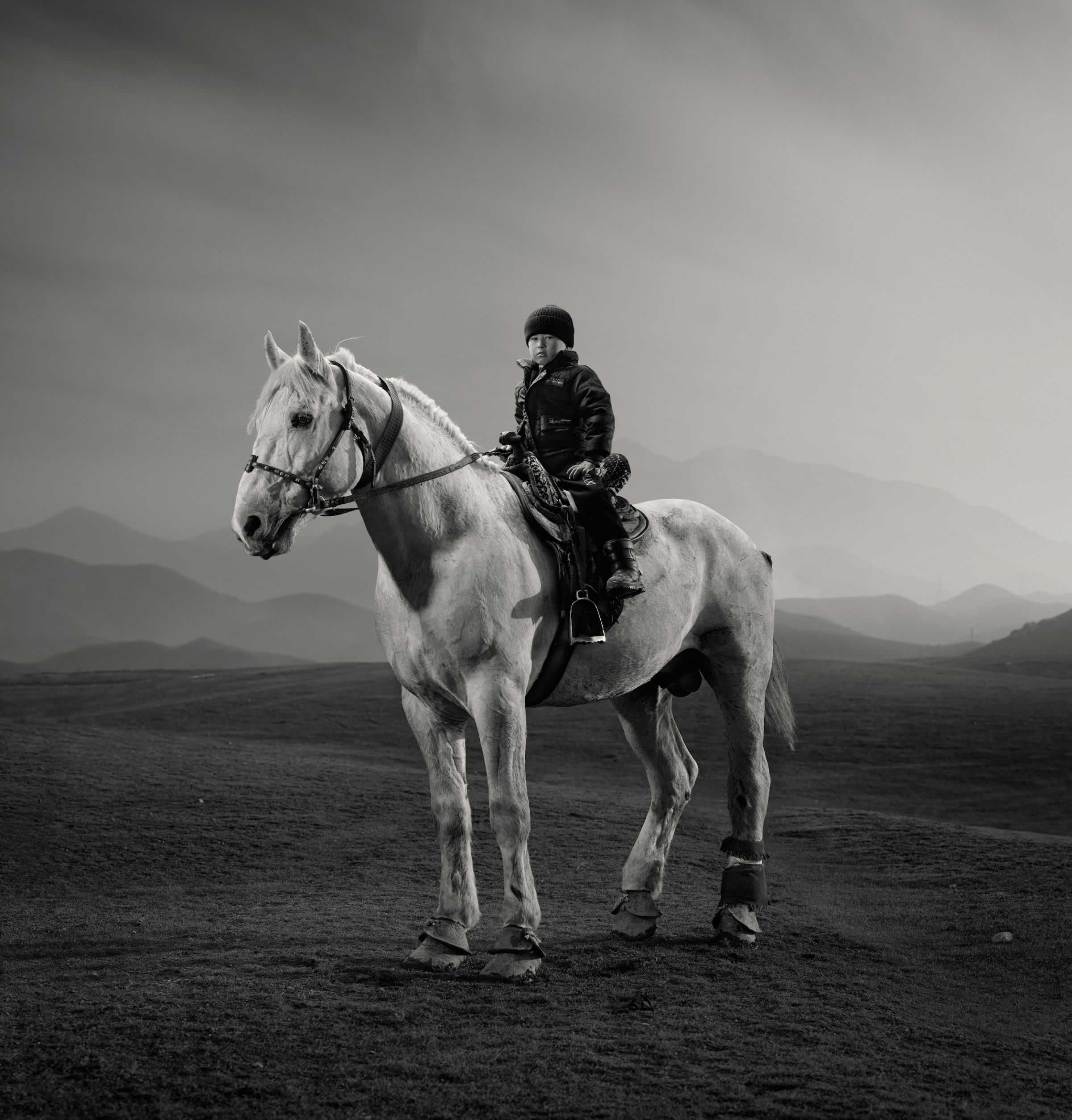 tr&egrave;s jeune gar&ccedil;on sur un cheval