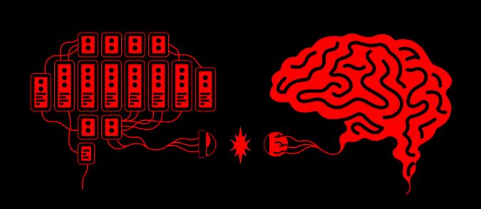 Un cerveau de silicium entre en contact avec un cerveau humain