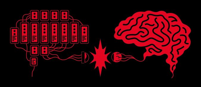 Un cerveau de silicium entre en contact avec un cerveau humain
