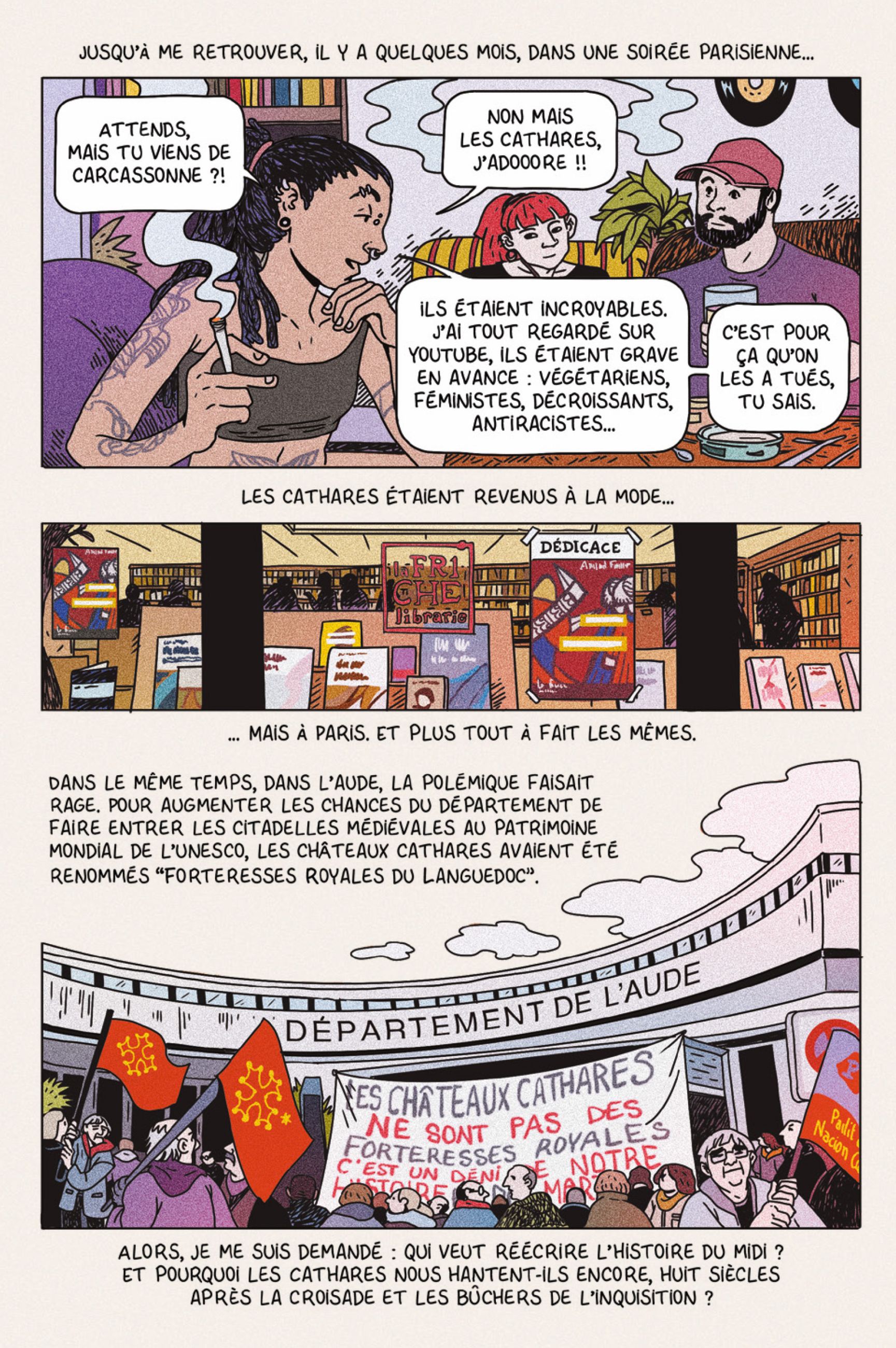 planche de BD sur les cathares