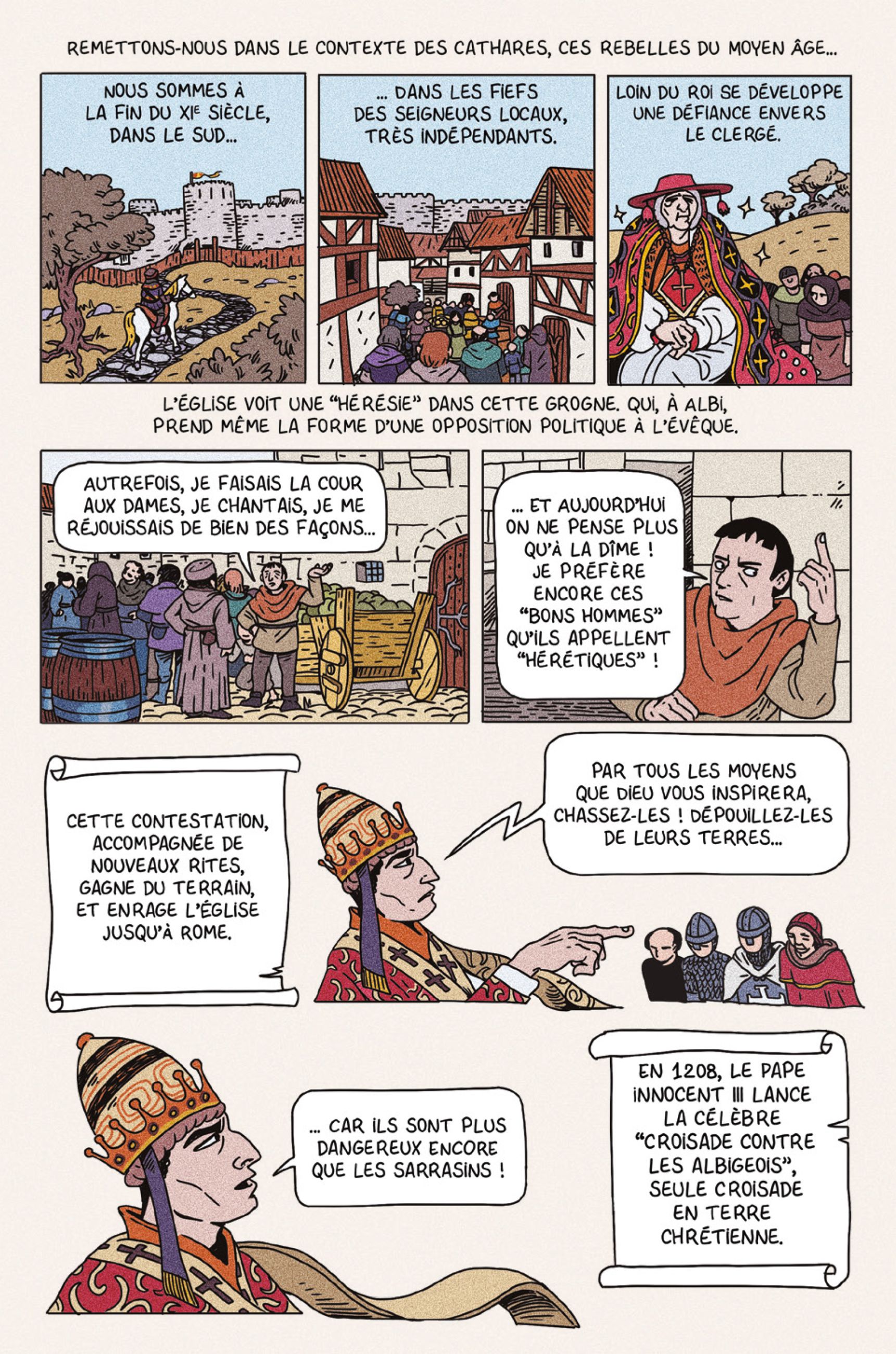 planche de BD sur les cathares