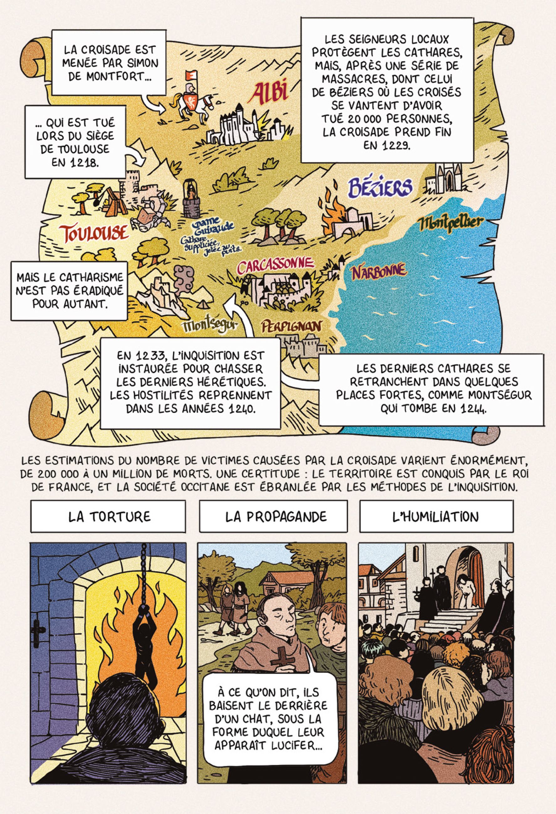 planche de BD sur les cathares